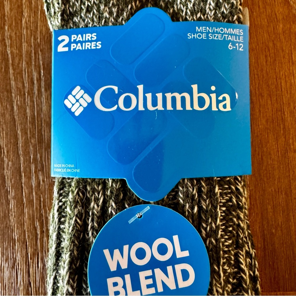 NIP 2-pack army green Columbia wool blend crew socks - Picture 3 of 9
